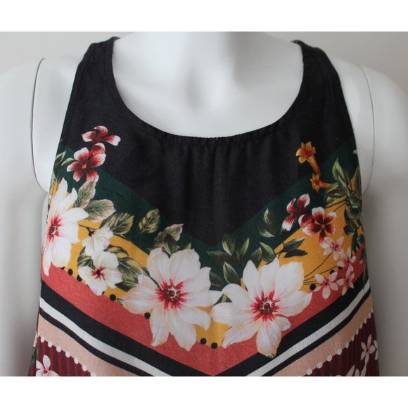 Farm Rio Floral Scarf Tank Top / Large / Keyhole Back Sleeveless - Picture 8 of 12